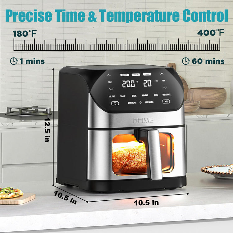 Air Fryer 6.2 QT Large Capacity Oilless Hot Air Fryers Oven 1500W Healthy Cooker with 10 Presets