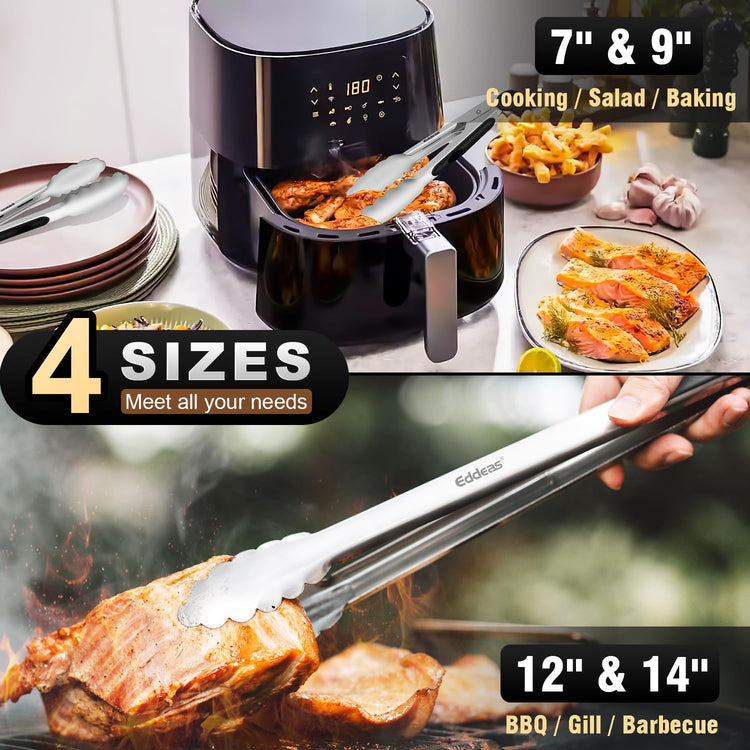 Grill Tongs BBQ Tongs Heat Resistant 600 Degrees (4 Count)