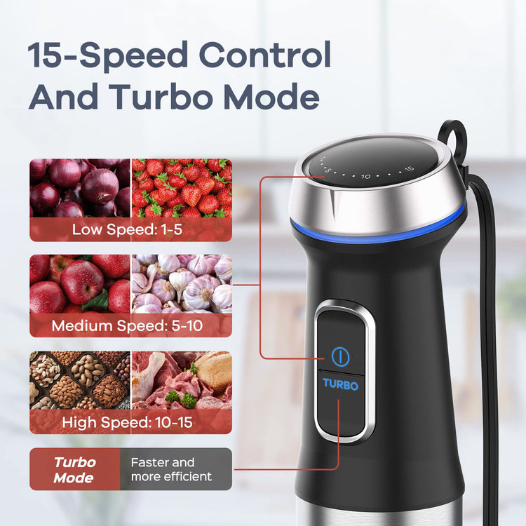 Immersion Blender Handheld Corded 8 in 1 Hand Blender Max 1000W