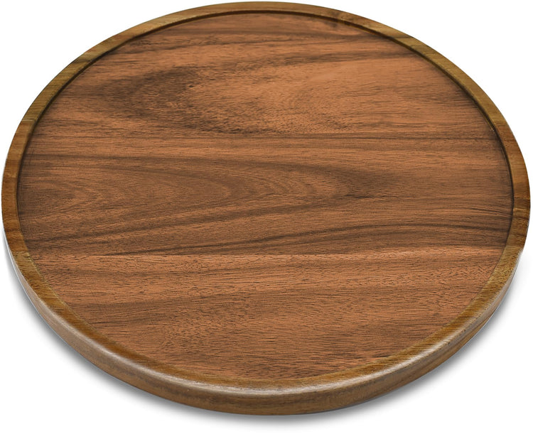 12" Acacia Wood Lazy Susan Organizer Kitchen Turntable for Cabinet Pantry Table Organization