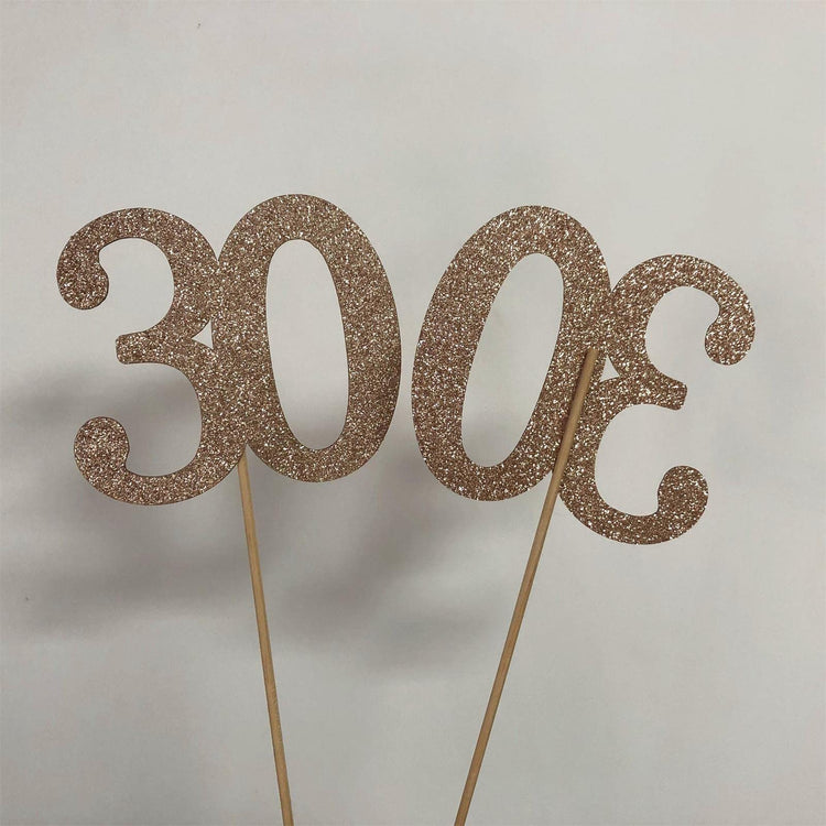 10Pcs Rose Gold 30th Birthday & Anniversary Centerpiece Sticks (10 Count)