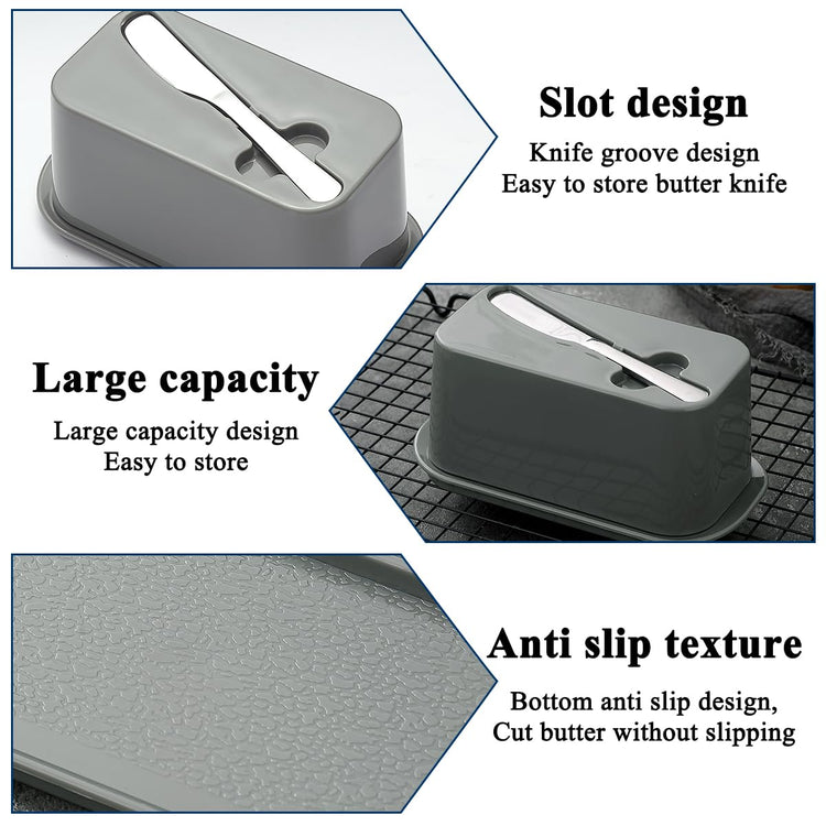 Butter Dish with Lid for Countertop and Refrigerator Door Shelf with Butter Spreader Knife