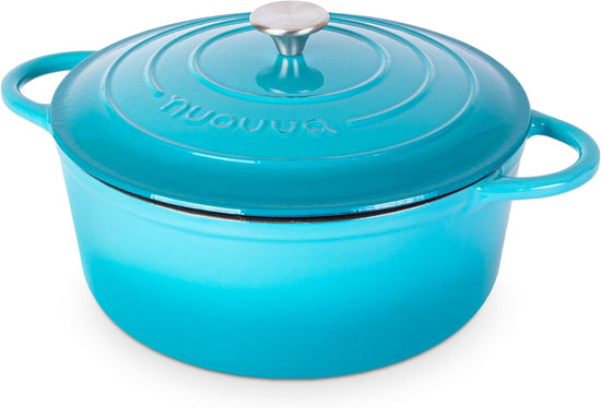 Cast Iron Dutch Oven with Lid – Non-Stick Ovenproof Enamelled Casserole Pot – Sturdy Dutch Oven Cookware – Blue, 7.3-Quart, 30cm – by Nuovva - Nestoria