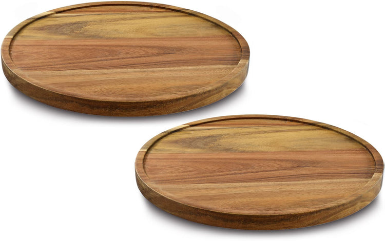 10" Acacia Wood Lazy Susan Organizer Kitchen Turntable for Cabinet Pantry Table Organization