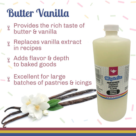 Magic Line Butter Vanilla Flavoring Oil for Baking 32 Ounces