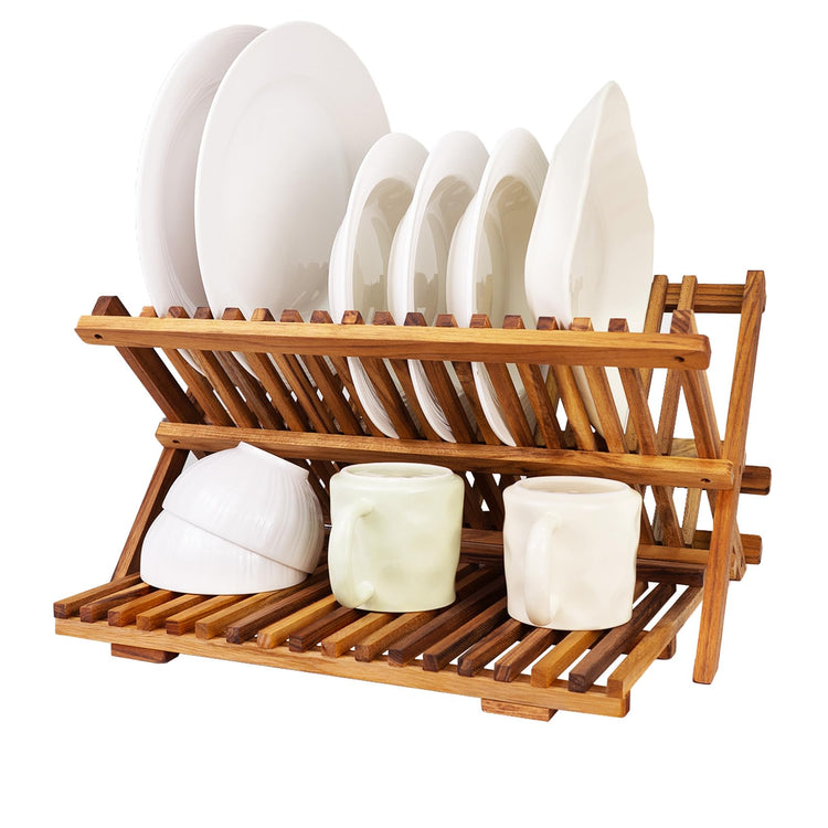 Teak Dish Drying Rack Collapsible