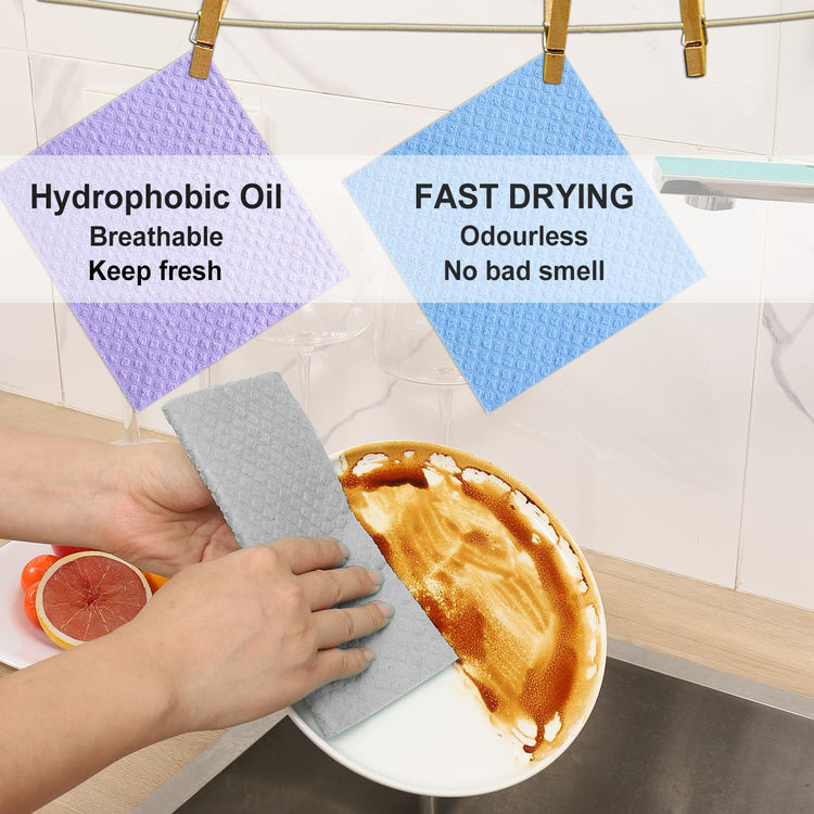 Swedish Dishcloths 10 Pack for Kitchen Washing Dishes (10 Count)