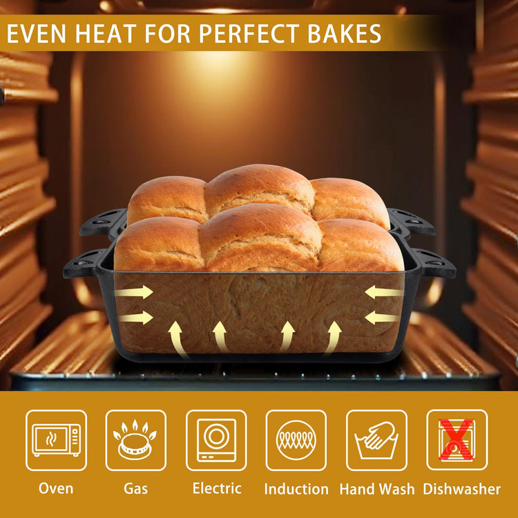 Cast Iron Loaf Pan with Lid 9x5 Inch (2 Count)