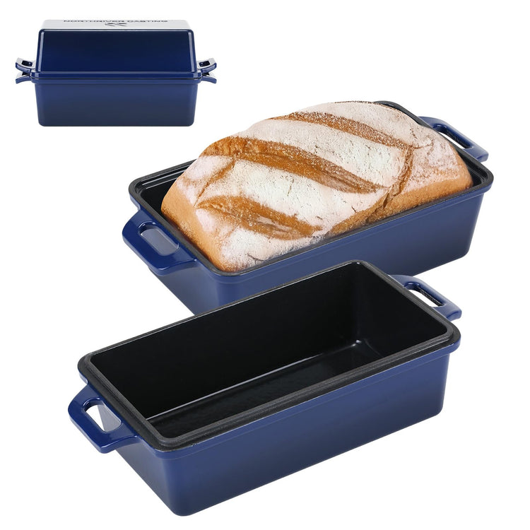 2 in 1 Enameled Cast Iron Bread Pan with Lid