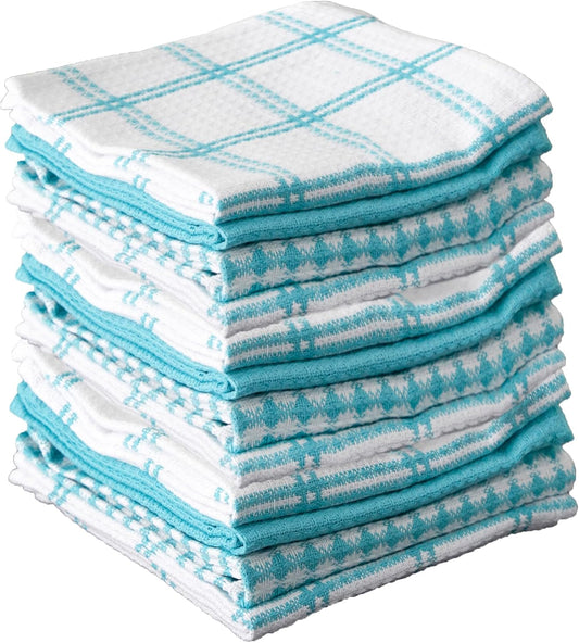 T-fal Premium Waffle Dish Cloths: Highly Absorbent, Super Soft Long Lasting - 100% Cotton, 12"x13" Towel for Cleaning & Drying, (12-Pack), Breeze - Nestoria