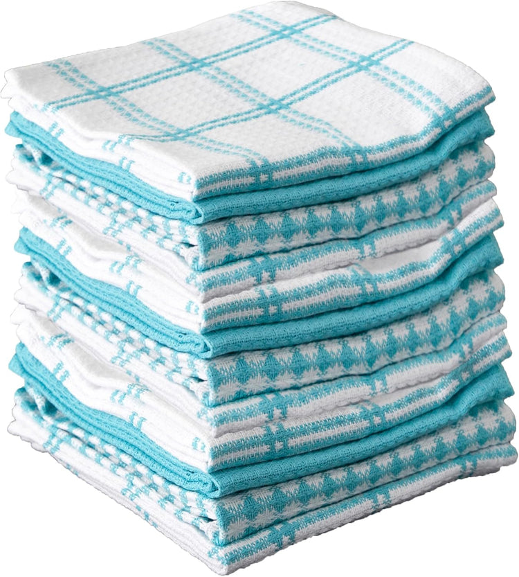 T-fal Premium Waffle Dish Cloths: Highly Absorbent, Super Soft Long Lasting - 100% Cotton, 12"x13" Towel for Cleaning & Drying, (12-Pack), Breeze - Nestoria