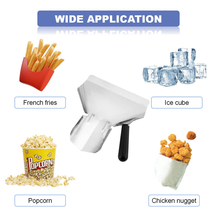 Stainless Steel French Fry Bagger Scoop Right Handle for Popcorn