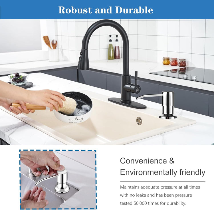 Soap Dispenser for Kitchen Dish Sink Built in Soap Dispenser Pump Chrome Platingd with 47" Extension Tube Kit