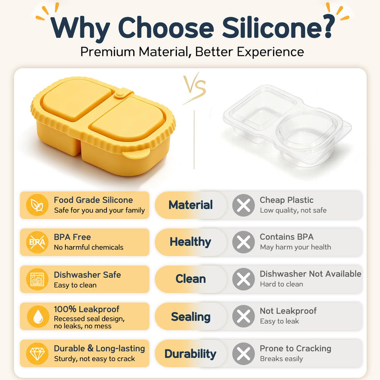 3 Pack Silicone Snack Containers for Kids