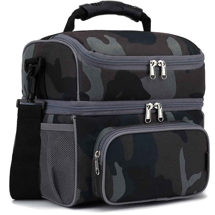 Double Layer Cooler Insulated Lunch Bag Adult Lunch Box Large Tote Bag for Men (2 Count)