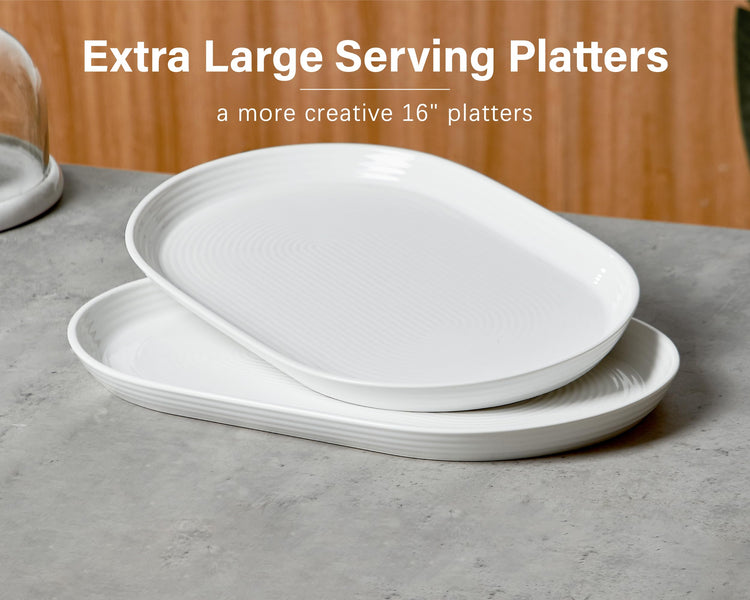 16 Inch Ceramic Serving Plates for Entertaining (2 Count)