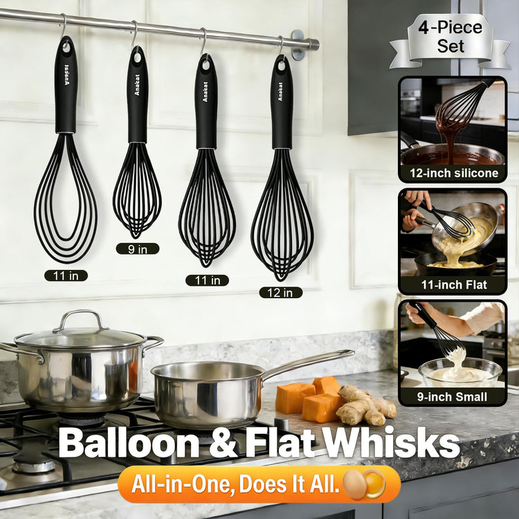 Silicone Kitchen Whisk Set of 4 (4 Count)