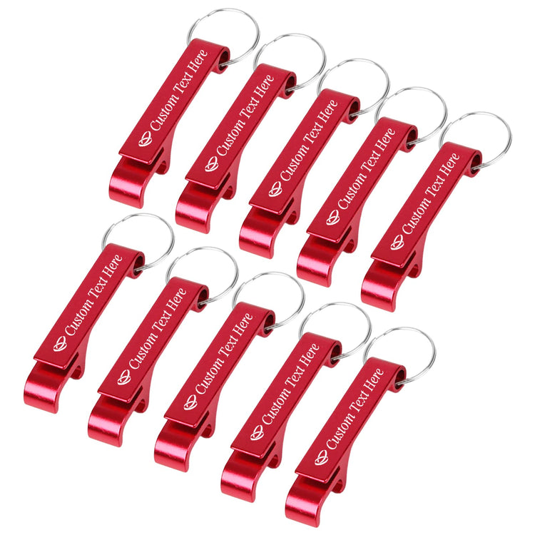 10PCS Personalized Bottle Opener Keychain Bulk Custom Beer Bottle Opener with Logo Text Engraved Wedding Bottle Opener Favors Customized Gifts for Guests Baby Shower Birthday Party (10 Count)