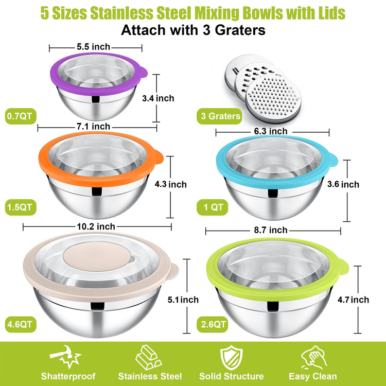 Mixing Bowls with Lids Set of 5 (5 Count)
