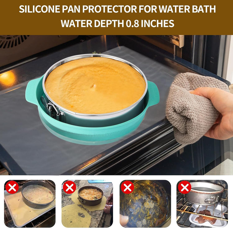 4, 7, 9 Inches Springform Pan Set of 3-304 Stainless Steel Nonstick Springform Cake Pan Set with Removable Bottom, 10 Inch Leakproof Silicone Cheesecake Pan Protector with 60 Pcs Parchment Paper