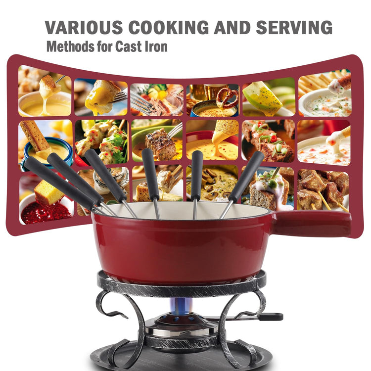 Cast Iron Swiss Fondue Set for 4