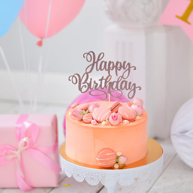 Happy Birthday Cake Toppers 9 Inch Glitter Happy Birthday Cake Pick for Birthday Anniversary Theme Party Cake Decorations Supplies