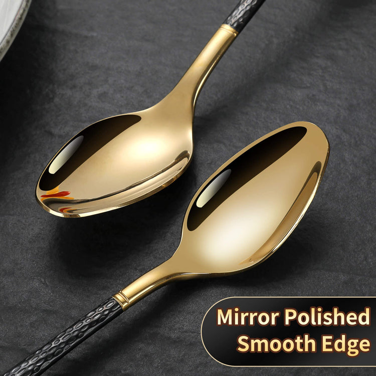 Hammered Black Gold Silverware Set for 8 (40 Count)