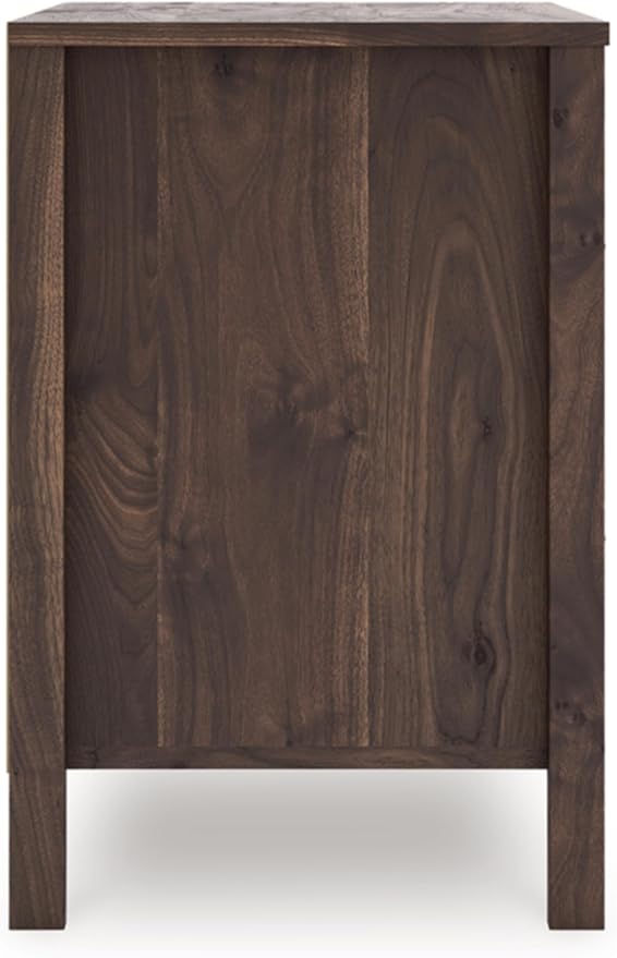Signature Design by Ashley Calverson Rustic 2-Drawer Nightstand with Storage and Bar Pulls, Dark Brown