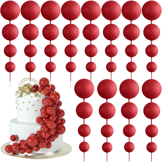 48 Pcs Balls Cake Topper Decorations Balloon Cupcake Toppers Foam Cake Topper Balls Cake Balls Decorations for Birthday Party Wedding Anniversary Cake Decorating (48 Count)