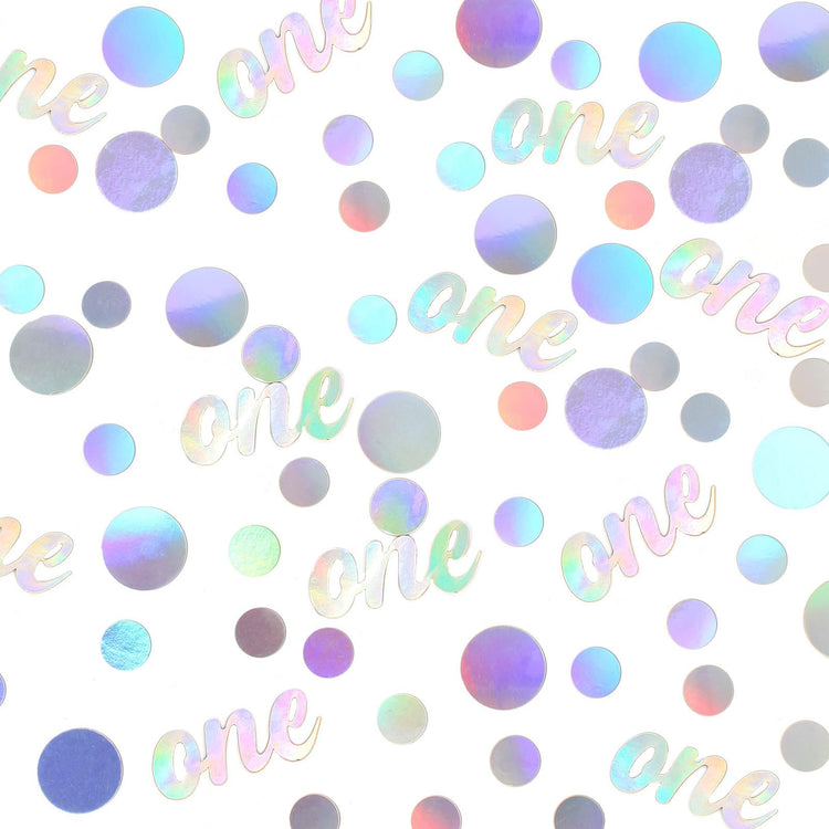 One Birthday Confetti Iridescent Baby First Birthday Decorations Circle Table Scatter Baby Shower The First Year Anniversary Party Table Decor Supplies 300PC (300 Count)