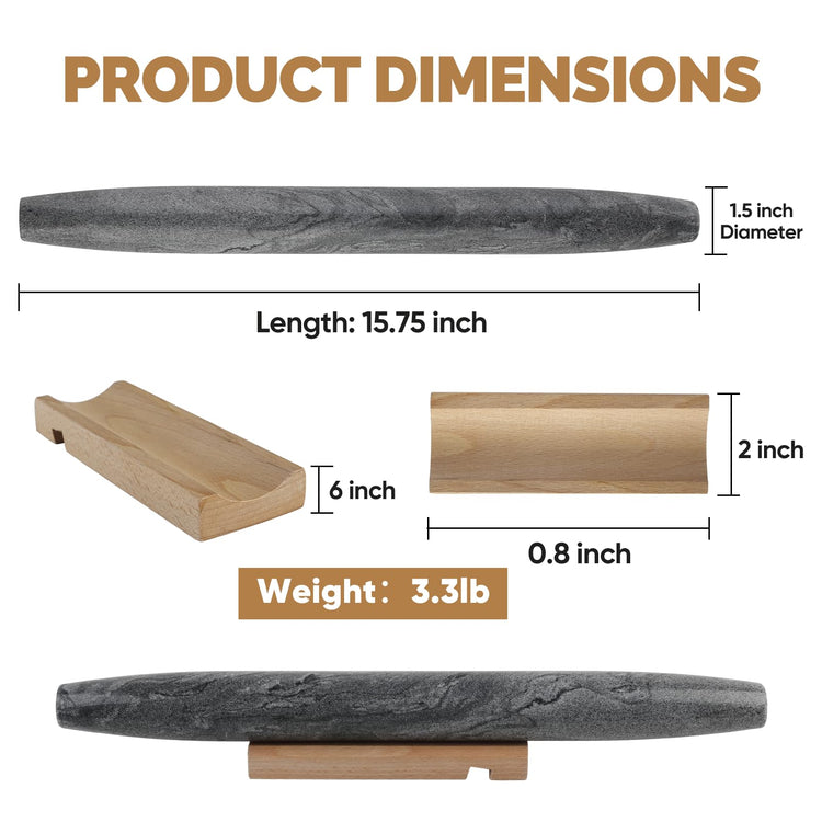 African Natural Marble French Rolling Pin