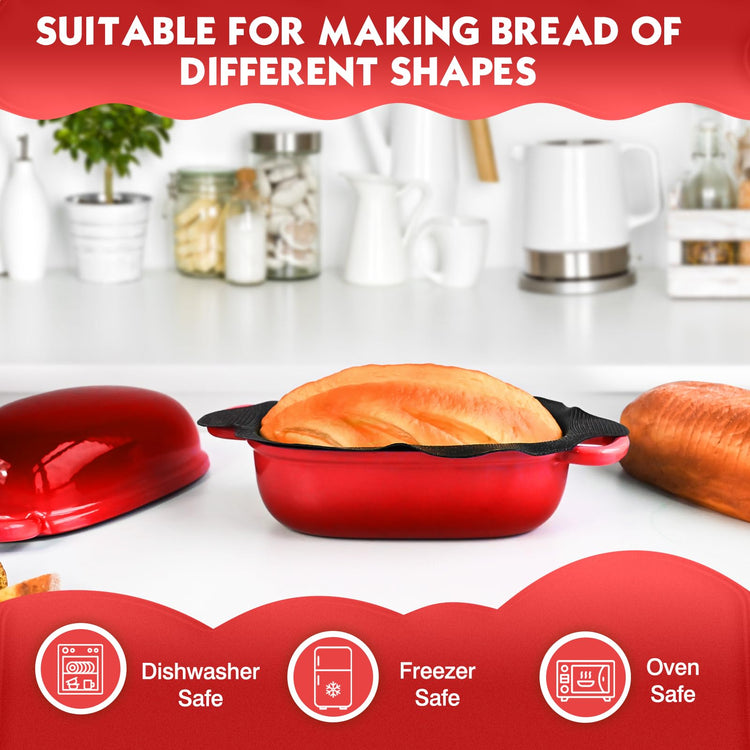 Dutch Oven 2.5QT Bread Pans with Silicone Liner for Bread Baking
