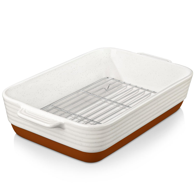 Large 9x13 Ceramic Baking Dish with Rack