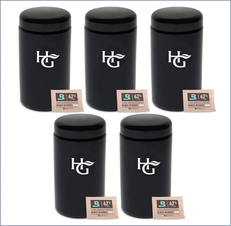 Herb Guard - 2 Oz Airtight Ultraviolet Jar (1 Liter), Humidity Pack Keeps Herbs Fresh for Months [5 Pack]