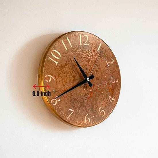 Handmade Pure Copper Wall Clock for Home Decoration, Decor Clock for Living Room, Bedroom and Kitchen, Rustic Decorative Mural Clock Art for Farmhouse (Rusty Numbers, 17.7)
