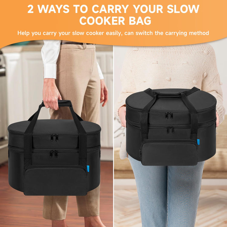 Double Layer Slow Cooker Travel Bag Compatible with 6