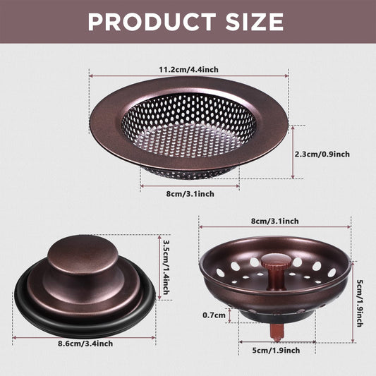 3 Pcs Sink Plug Stopper Disposal Drain Strainer (3 Count)