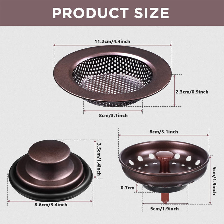 3 Pcs Sink Plug Stopper Disposal Drain Strainer (3 Count)