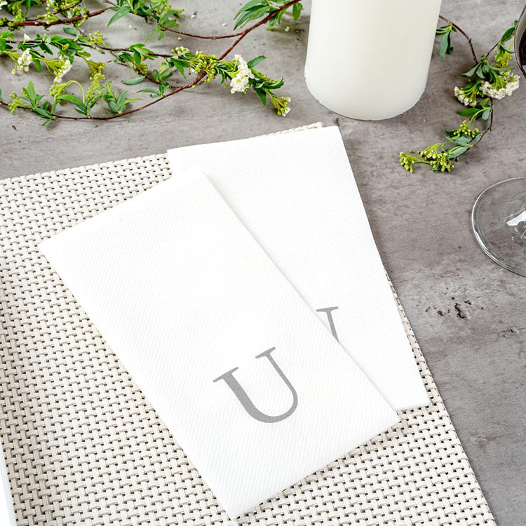 Silver U White Linen Feel Guest Towel Napkin (2000 Count)