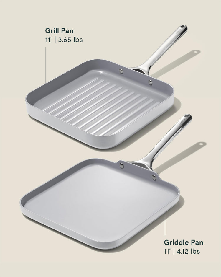 11" Non Stick Square Griddle Pan and Grill Pan Duo