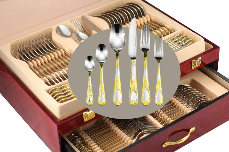 Venezia Collection Gold Flatware Serving Set for 12