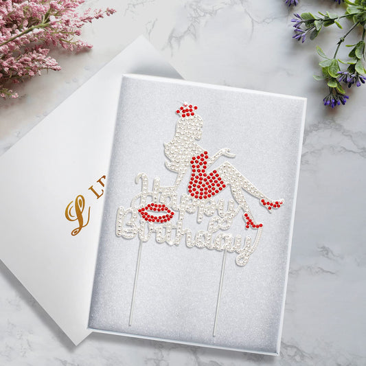 Happy Birthday Crown Queen Lady Rhinestone Cake Topper