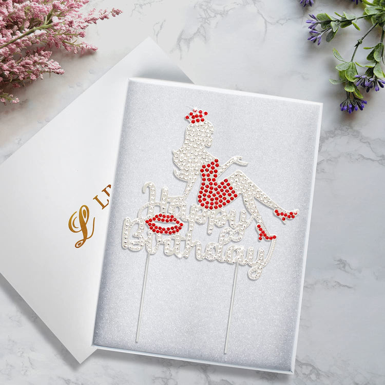 Happy Birthday Crown Queen Lady Rhinestone Cake Topper