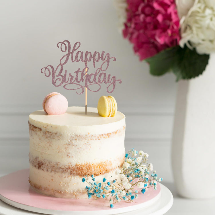 Happy Birthday Cake Toppers 9 Inch Glitter Happy Birthday Cake Pick for Birthday Anniversary Theme Party Cake Decorations Supplies