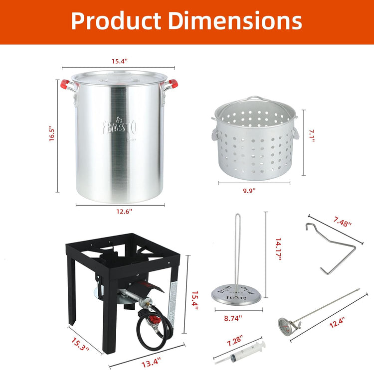 22701A 30QT Turkey & Fish Fryer Set for Outdoor Cooking, CSA Certified,Turkey Deep Fryer Pot with Basket for Thanksgiving Day, 50,000 BTU Propane Burner Outdoor Fryer