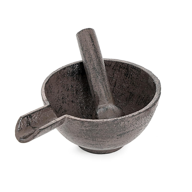 Cast Iron 3.9 Inches Mortar with Pour Spout and 3.9 Inches Pestle