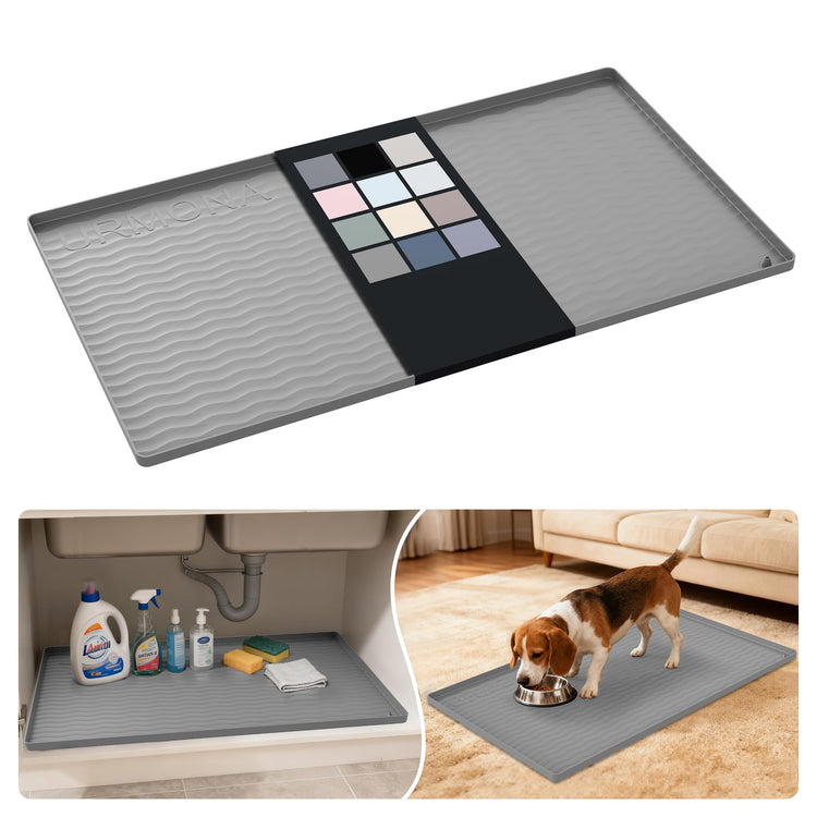 Waterproof Silicone Under Sink Mat 34'' x 19'' Shelf Liner for Kitchen and Bathroom