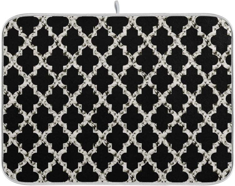 senya Super Absorbent Dish Drying Mat, Microfiber Fast-Drying Dish Mat, 16'' x 18'', Kitchen Dish Drying Pad, Geometry Texture Classic Modern