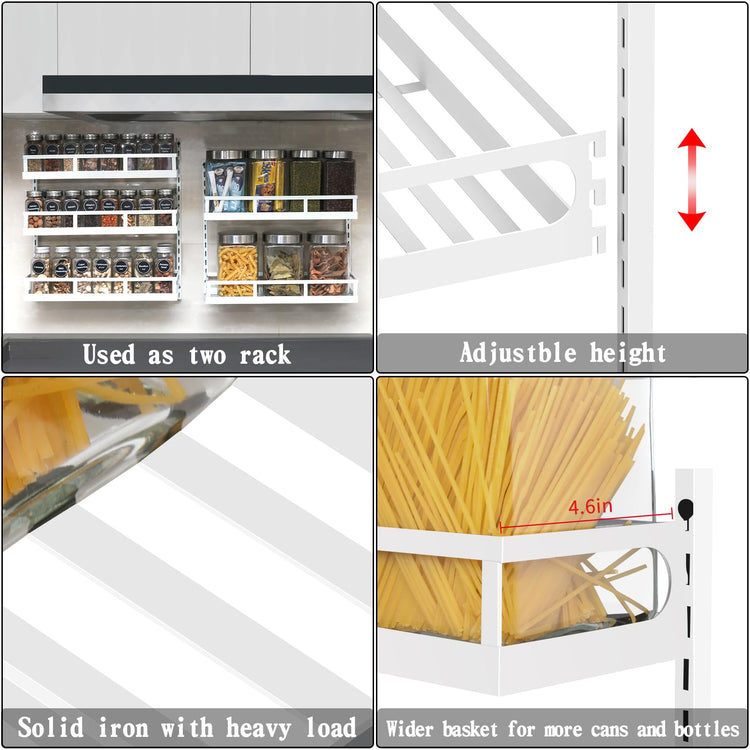 Wall Mount Spice Rack Organizer 5 Tier Height