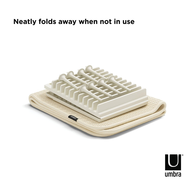 Udry Dish Rack with Movable Pegs and Microfiber Drying Mat